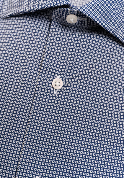 Navy Square Pattern Shirt – Frank Stella Clothiers