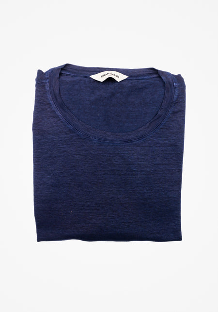 Cotton/Linen Ribbed Knit T-Shirt