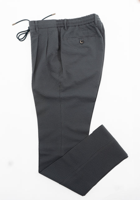 Light Blue Cotton Twill Pleated Trousers