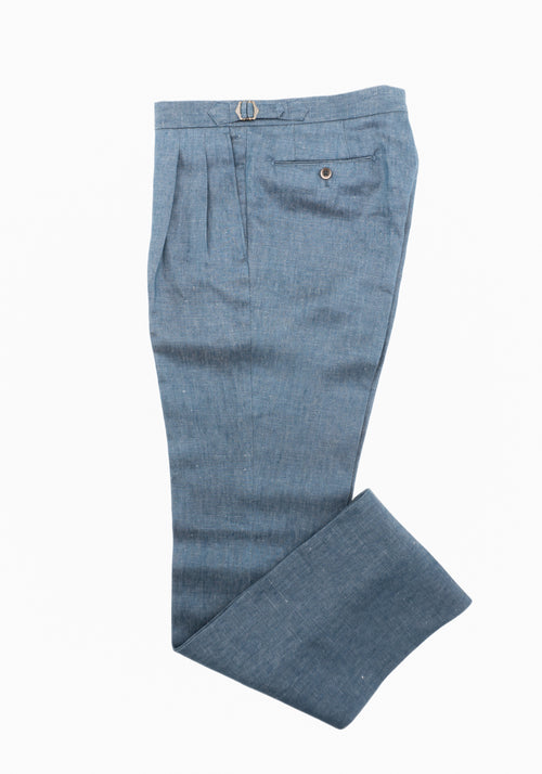 Frank Stella Denim Linen Pleated Trousers