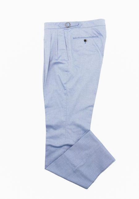 Bright Navy Cotton Twill Pleated Trousers