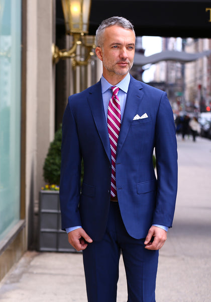 Frank Stella Tailored Fit Screencheck Suit blue- Frank Stella Clothiers