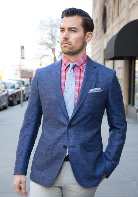 Brown and Blue Plaid Sport Coat