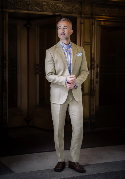 Frank Stella Khaki Linen Suit - Frank Stella Clothiers