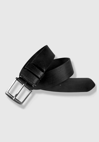 Leyva Flattened Leather Belt black - Frank Stella Clothiers
