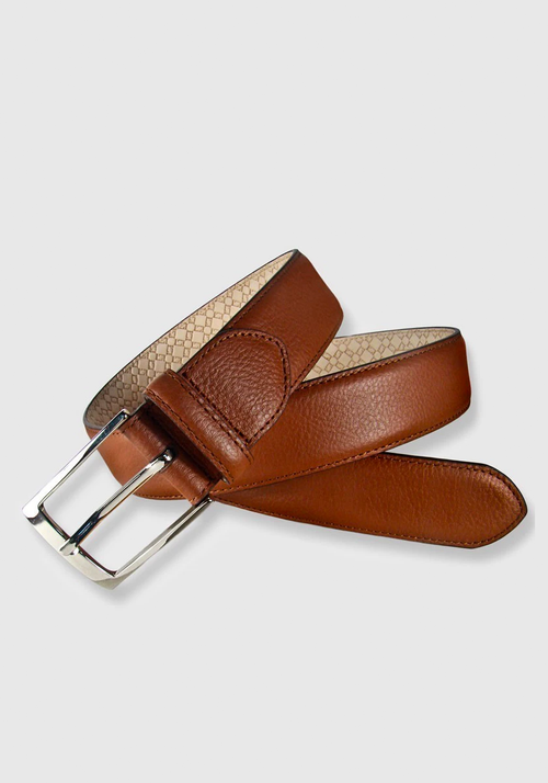 Leyva Grain Leather Belt brown - Frank Stella Clothiers