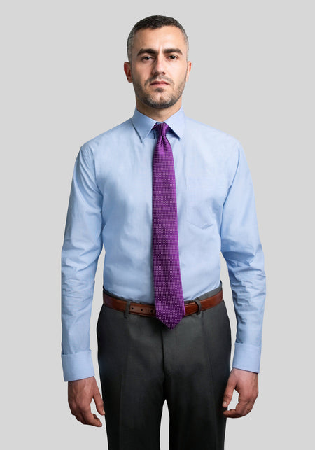 Blue End on End Tailored Fit Dress Shirt