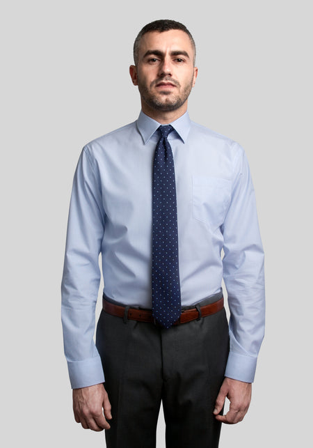 Blue End on End Tailored Fit Dress Shirt
